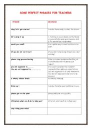 English Worksheet: Phrases for TEACHERS