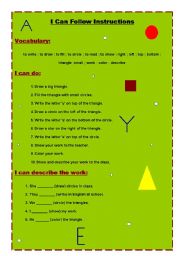 English worksheet: Vocabulary for Instructions