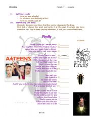 English Worksheet: Firefly-Ateens song