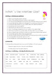 English Worksheet: WHATS THE WEATHER LIKE? - Lesson Plan