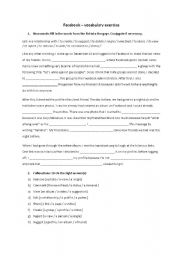 English Worksheet: Facebook vocabulary lesson