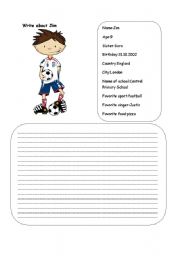 English Worksheet: Writing about Jim