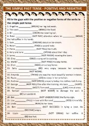 English Worksheet: The simple past tense - positive and negative sentences