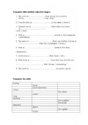 English worksheet: Adjectives degree