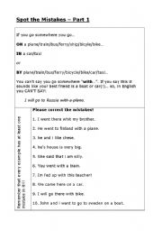 English worksheet: Spot the Mistakes - part 1