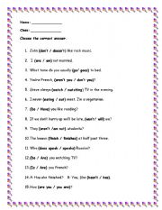 English worksheet: present