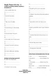 English Worksheet: worksheet on present simple present continous and imperatives