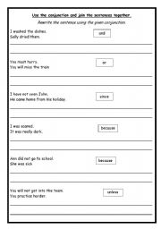 English Worksheet: Conjunctions