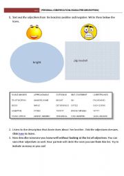 English worksheet: CHARACTER DESCRIPTION