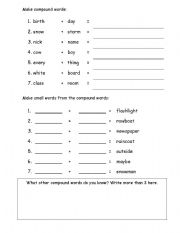 English Worksheet: Compound Words