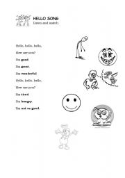 English Worksheet: Felings: Hello song