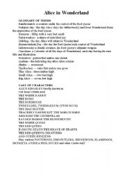 English Worksheet: Alice in Wonderland (movie work-out)