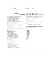 English worksheet: Love Me song by Justin Bieber