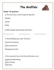 English Worksheet: Gruffalo Worksheet