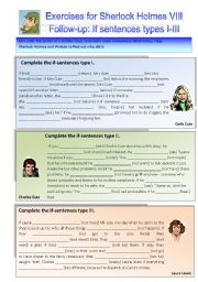 English Worksheet: A case for Sherlock Holmes VIII - Follow-up. Exercises on if-sentences I-III