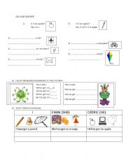 English Worksheet: exercices for objects