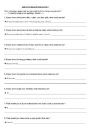 English Worksheet: Conditional  Are you ready for love ?