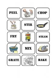 English Worksheet: Cooking Verbs Memory Game (Part 2)