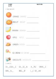 English Worksheet: FOOD PICTIONARY