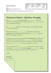 Hotel Welcome letter