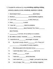 English Worksheet: Some, any and no.