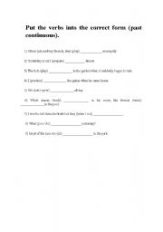 English Worksheet: past continuous
