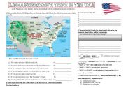 English Worksheet: Lindas trips in the USA (script + answer key included)