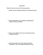 English Worksheet: Big Daddy Movie Questions