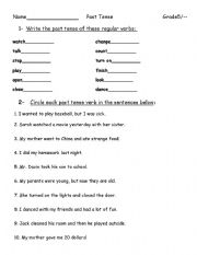 English Worksheet: past tense