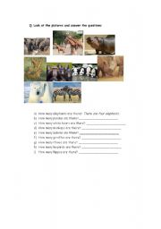 English Worksheet: How many animals are there?