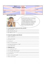 English Worksheet: easy test about sports + can