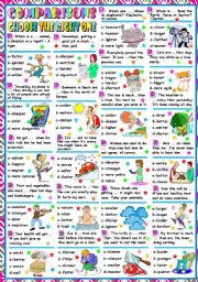 English Worksheet: COMPARISONS- QUIZ (KEY INCLUDED)