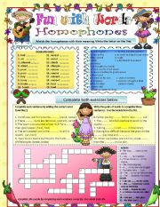 English Worksheet: Fun with Words Part 2 - Homophones