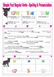 English Worksheet: Simple Past  (1/2)  Regular Verbs Spelling and  Pronunciation with key