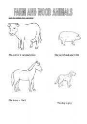 English Worksheet: FARM AND WOOD ANIMALS