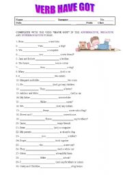 English Worksheet: Verb Have Got