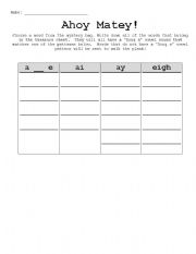 English Worksheet: Word Sort...Long vowels