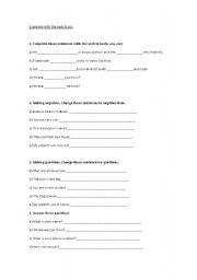 English worksheet: Exercises with the verb to be