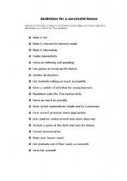 English worksheet: successful lesson