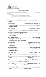 English Worksheet: mixed conditionals