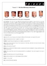 English Worksheet: FRIENDS: THE ONE WITH JOEYS NEW BRAIN