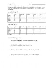 English worksheet: Averages of Michael Jordan and Kobe Bryant