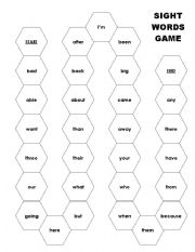 English Worksheet: Sight Word Game 10