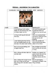 English Worksheet: Friends - Description of the characters