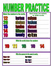 English Worksheet: Numbers 10 - 20