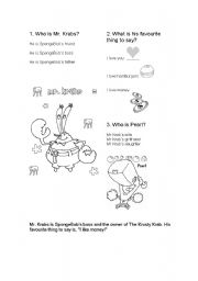 English worksheet: Mr. Krabs