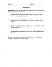 English Worksheet: Antonyms