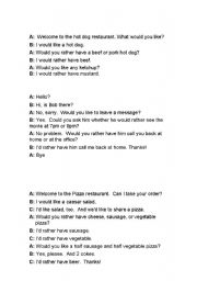 English Worksheet: Would You Rather dialogs