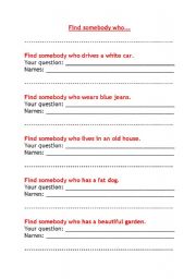 English Worksheet: Find somebody who drinks cold tea (simple adjectives, yes-no questions)