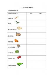 English worksheet: Do you like vegetables?